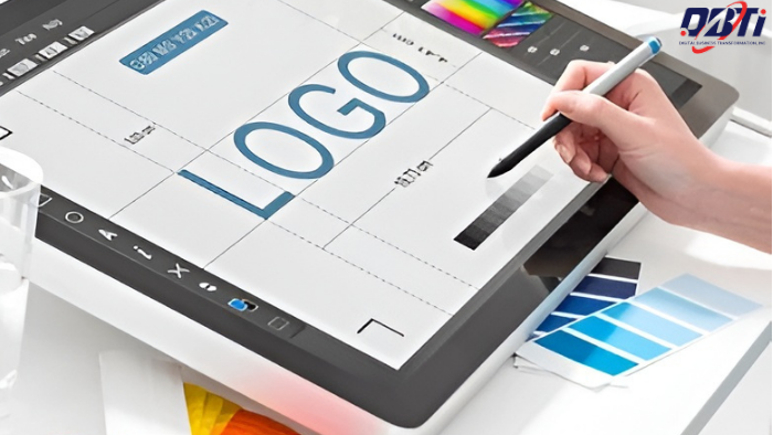 A graphic designer creating a company logo.