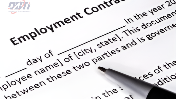 A close up shot of an employment agreement.